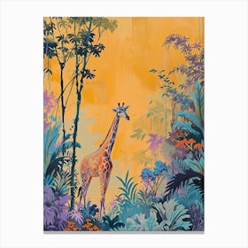 Giraffes By The Tress Illustration 2 Canvas Print