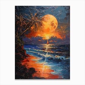 Full Moon At The Beach Canvas Print