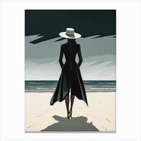 Illustration of an African American woman at the beach 109 Canvas Print