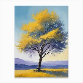 Painting Of A Tree, Yellow, Purple (2) Canvas Print