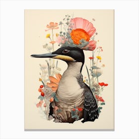 Bird With A Flower Crown Loon 1 Canvas Print