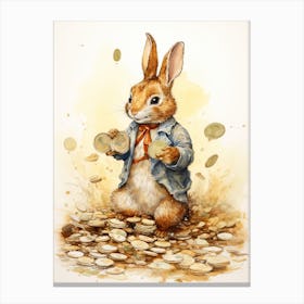 Bunny Fortune Luck Rabbit Prints Watercolour 1 Canvas Print