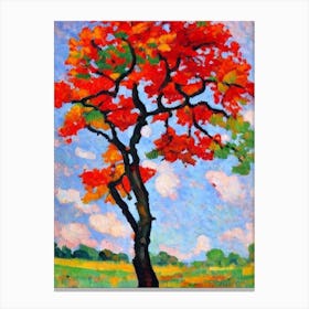 Scarlet Oak tree Abstract Block Colour Canvas Print