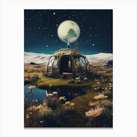 Yurt in a field in the style of cosmic surrealism 1 Canvas Print