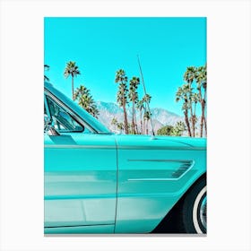 Retro Teal Thunderbird Car In Palm Springs Canvas Print