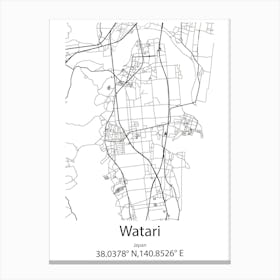 Watari,Japan Minimalist Map Leinwandbilder