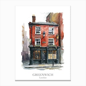 Greenwich London Borough   Street Watercolour 1 Poster Canvas Print