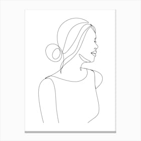 Continuous Line Portrait Of A Woman 2 Canvas Print