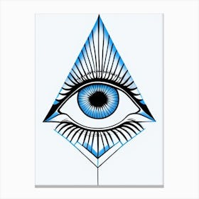 Third Eye Symbolism, Symbol, Third Eye Blue & White 5 Canvas Print