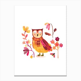 Owl With Boots Nursery Canvas Print
