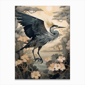 Great Blue Heron 2 Gold Detail Painting Canvas Print