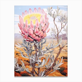 Protea 2 Flower Painting Canvas Print