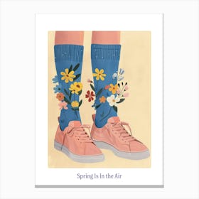 Spring In In The Air Illustration Pink Sneakers And Flowers 9 Canvas Print