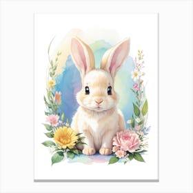 Beautiful Spring Floral Bunny Canvas Print