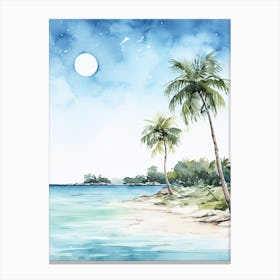 Watercolour Of Playa Paraiso   Cayo Largo Cuba 2 Canvas Print