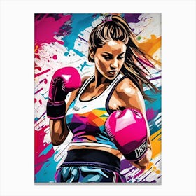 Boxer Girl, Graffiti, sport, colorful, woman Canvas Print