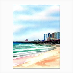 Atlantic City Beach 3, New Jersey Watercolour Canvas Print