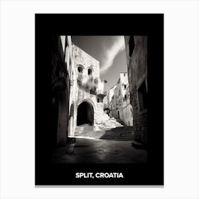 Poster Of Split, Croatia, Mediterranean Black And White Photography Analogue 4 Canvas Print