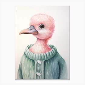 Baby Animal Watercolour Flamingo Canvas Print
