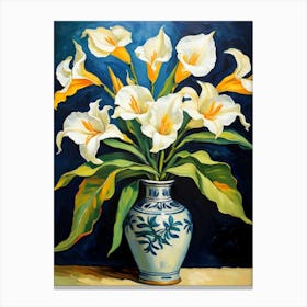 Calla Lilies In Vase Canvas Print