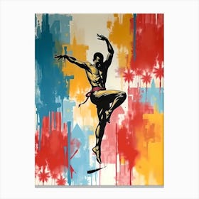 Leap of Urban Soul: A Abstract Portrait Of A Black Street Art Dancer Canvas Print