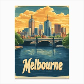 Aihrgdesign A Retro Travel Poster For Melbourne Featuring The 87db6ec1 22e8 49a5 882f Bc5179939180 1 Canvas Print