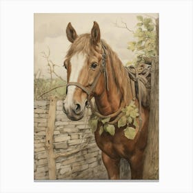 Storybook Animal Watercolour Horse 3 Canvas Print