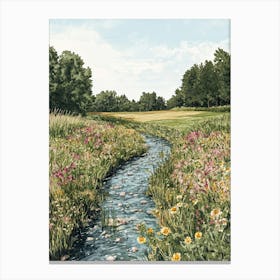 Stream In The Meadow 3 Canvas Print