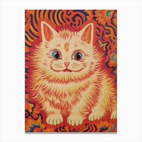 Louis Wain, Kaleidoscope Cat Pink And Orange 2 Canvas Print