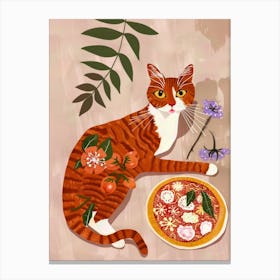 Cat And Pizza 6 Canvas Print