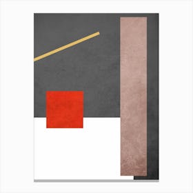 Conceptual Geometric Shapes Gray And Red Canvas Print