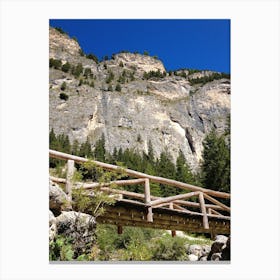 Wooden Bridge In The Mountains Canvas Print