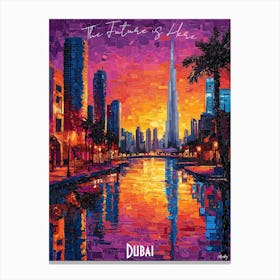 Dubai Skyline, abstract cubism vibrant Poster Canvas Print