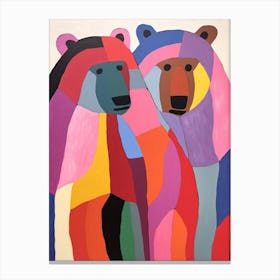 Colourful Kids Animal Art Grizzly Bear 2 Canvas Print