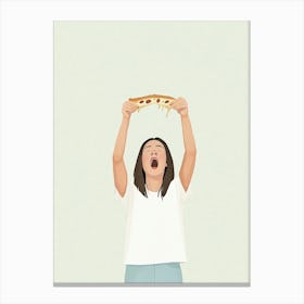 Woman Eating Pizza 2 Canvas Print