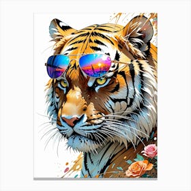 Tiger With Sunglasses Canvas Print