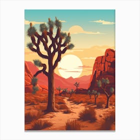  Retro Illustration Of A Joshua Trees At Dusk In Desert 4 Canvas Print