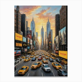 Times Square Busy Morning Canvas Print