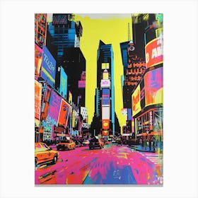 Times Square New York Colourful Silkscreen Illustration 2 Canvas Print