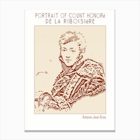 Line Art Minimalist – Portrait Of Count Honoré De La Riboisière – Classic Painting 1 Canvas Print