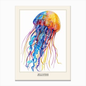 Jellyfish Colourful Watercolour 4 Poster Canvas Print