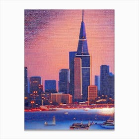 Cleveland, City Us  Pointillism Canvas Print