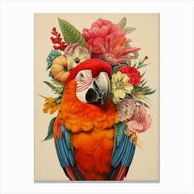 Bird With A Flower Crown Parrot 3 Canvas Print
