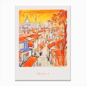 Istanbul Turkey 3 Orange Drawing Poster Canvas Print