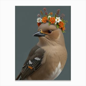 Bird With Flower Crown 1 Canvas Print