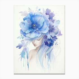 Blue Flower Girl 2 Canvas Print