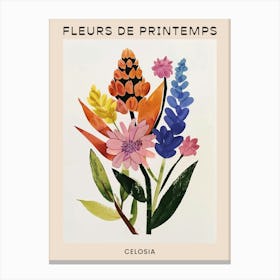 Spring Floral French Poster  Celosia 3 Canvas Print