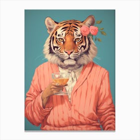 Tiger Illustrations Wearing A Cocktail Jacket 3 Canvas Print