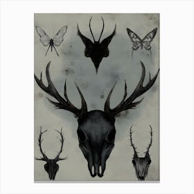 Dark Gothic Deer Skulls Canvas Print