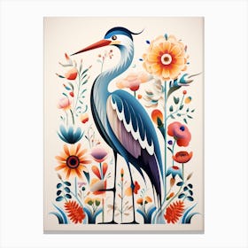 Scandinavian Bird Illustration Great Blue Heron 1 Canvas Print